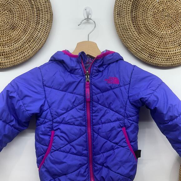 The North Face Reversible Hooded Puffer Jacket Coat Winter Toddler Girls 2T - Picture 5 of 8